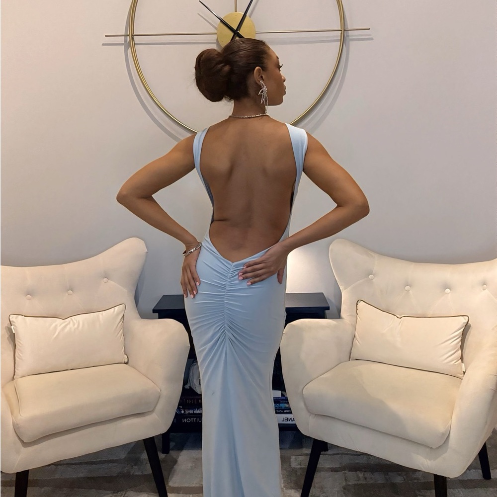 Blue Jluxbasix Front and Center Maxi Dress